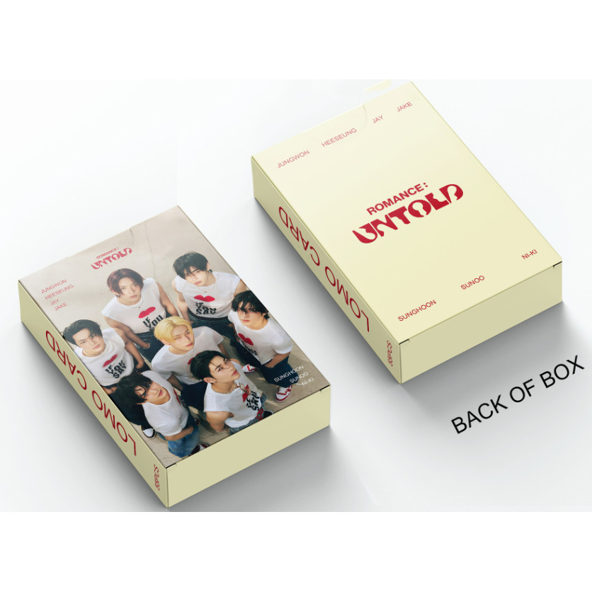 55 chiếc EN Lomo Cards ROMANCE UNTOLD MEMORABILIA GGU GÓI Thẻ ảnh máu cam HEESEUNG JAKE JAY JUNGWON NI-KI SUNGHOO Solo Bưu thiếp YM