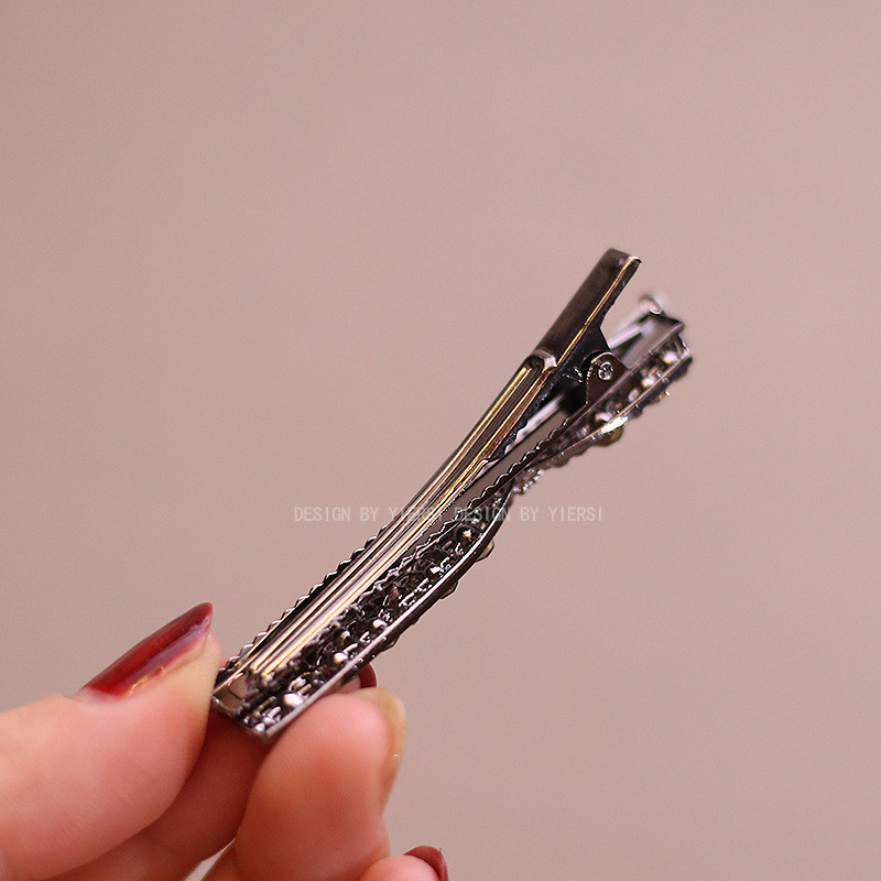 Mauropoli Kẹp tóc đính đá kim loại đen, kẹp mỏ vịt tinh tế, mũ đội đầu, nơ