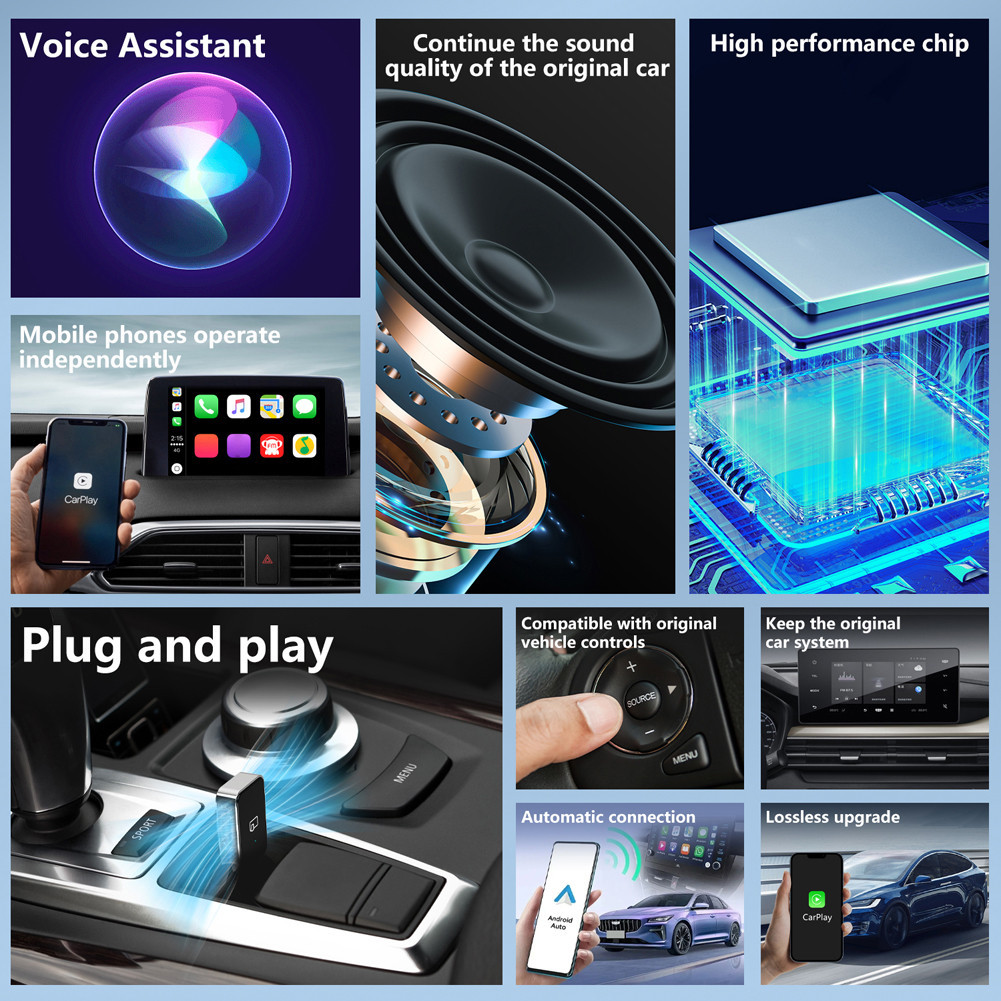 [Okhello.vn] Bộ chuyển đổi tự động CarPlay Android không dây BT WiFi ...