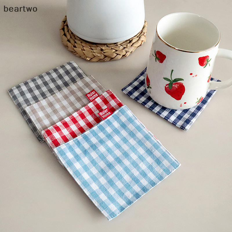< Beartwo > 1 / 5 Chiếc Vải Coaster Khăn Trà Vải Đôi Placemat Cotton Nguyên Chất Cách Nhiệt Miếng Lót Cốc Miếng Lót Nhà Bếp Trang Trí Bàn Đẹp