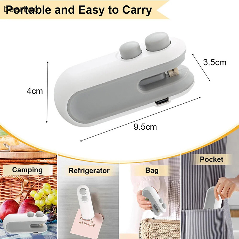 < Beartwo > 1 Máy Niêm Phong Có Thể Sạc Lại 2 Trong 1 Túi Niêm Phong Nhiệt Túi Bảo Quản Gói Nhựa Snack Sealer Cầm Tay Giữ Nhiệt Cho Thực Phẩm Đẹp