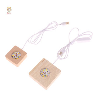 Twe 5 / 6 / 7 / 8 / 9 / 10CM Led Gỗ Chắc Chắn Đèn Ngủ Vuông Đèn Usb Giá Đỡ Tự Làm Đèn Đồ Trang Trí Máy Tính Để Bàn Đèn Trang Trí VN