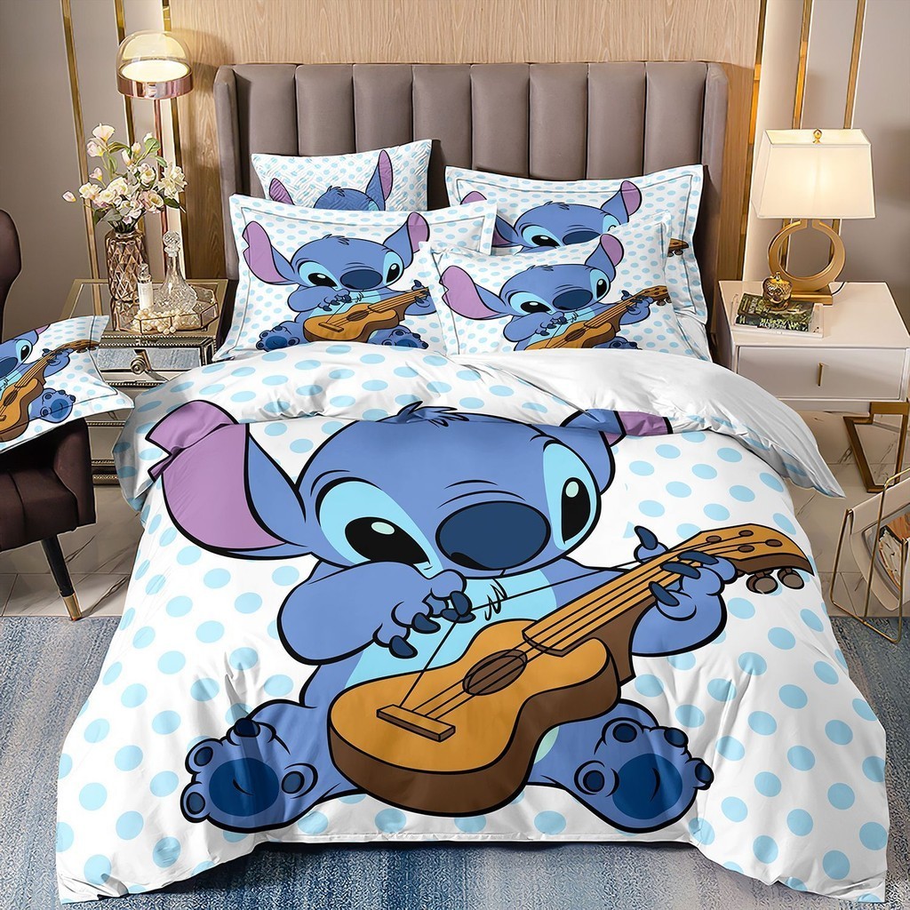 ST2 Stitch Suit Ga trải giường Vỏ chăn gối Bộ chăn ga gối chất lượng cao cấp có thể giặt được Phòng ngủ gia đình 3IN1 TS2
