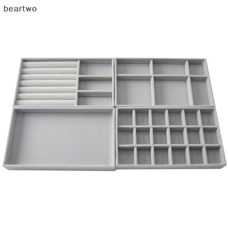 < Beartwo > Hộp đựng khay trưng bày trang sức nhung Bán hàng hấp dẫn Giá đỡ trang sức tinh tế có thể xếp chồng lên nhau Đẹp