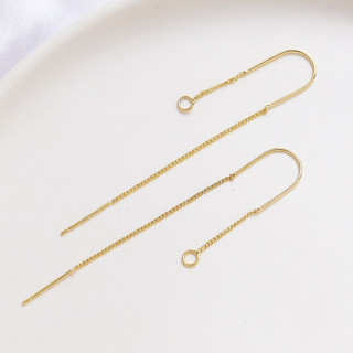 Ｂông tai đồng mạ vàng thật hình chữ U, dây móc tiện lợi, phụ kiện trang sức handmade