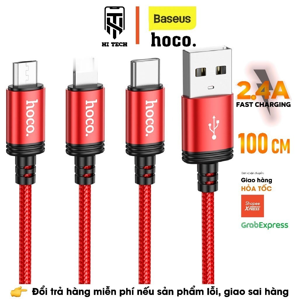 Dây sạc nhanh HOCO X89, sạc nhanh 2.4A, dây sạc type-c, nightling, micro dành cho ios, dây dài 1m.
