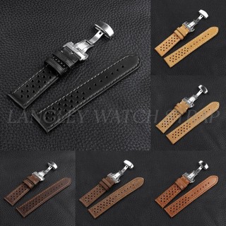 Dây đeo đồng hồ da thật 22mm 20mm 18mm cho thẻ Carrera Dây đeo đồng hồ kinh doanh xốp thoáng khí tự động khóa bướm thay thế dây đeo đồng hồ nam nữ Dây đeo cổ tay nhiệt đới