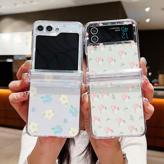 Hoa Văn Trong Suốt Ốp điện thoại Cho Samsung Galaxy Z Flip 6 Flip 5 Flip 4 Flip 3 Full Bản Lề Trong Suốt Cứng PC Gấp Ốp điện thoại Samsung Z Flip6 Flip5 Flip4 Flip3