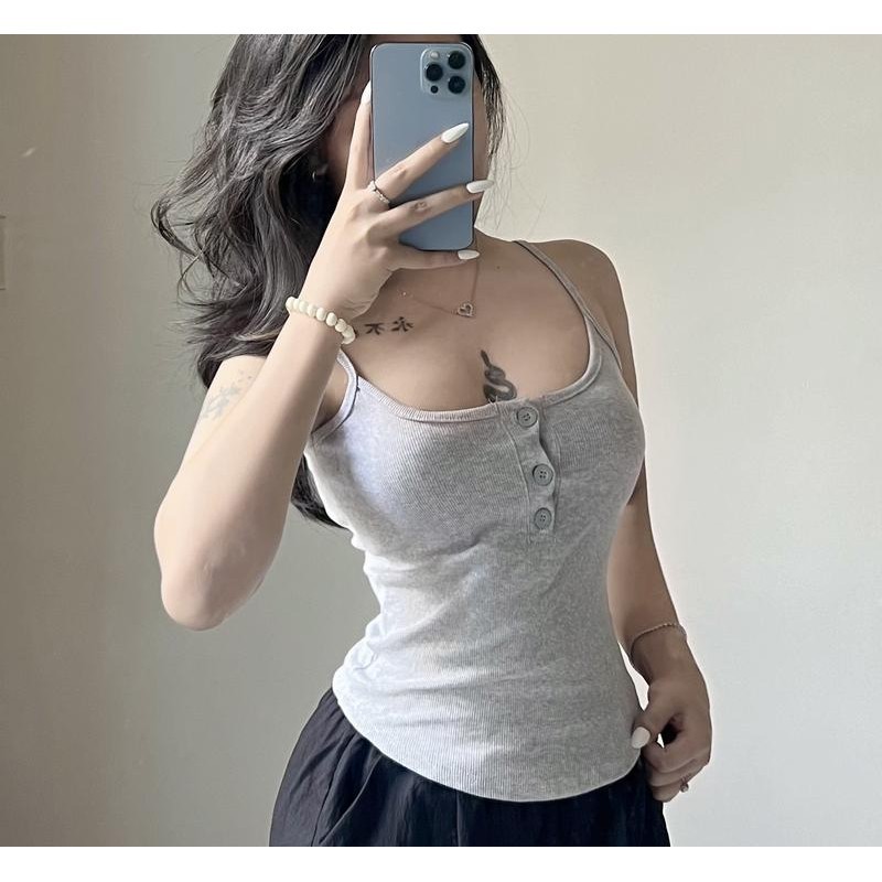 Áo hai dây ôm dáng thiết kế vạt bầu màu trơn thời trang mùa hè cho nữ- A298 Women Top Jean