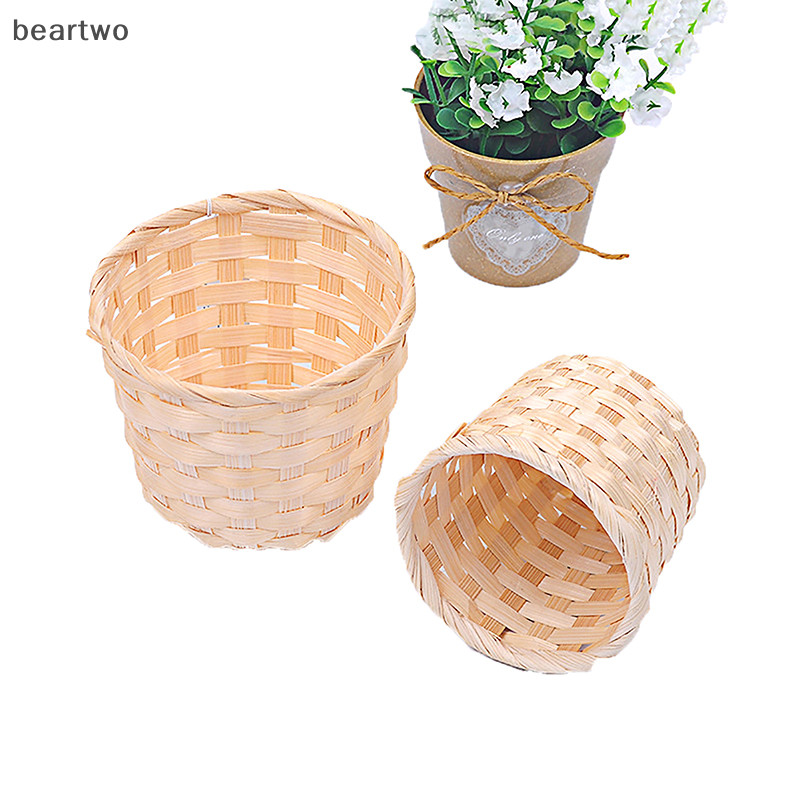 < Beartwo > Giỏ dệt nông thôn Giỏ đựng trái cây Giỏ đựng đồ di động Giỏ đựng đồ để bàn bằng tre Đẹp