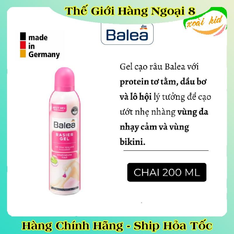 Gel cạo lông Balea Đức toàn thân và bikini dành cho nữ da nhạy cảm 200ml - Hàng chính hãng Đức