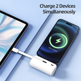 sạc dự phòng mini GOOJODOQ 2024, Pin dự phòng không dây di động có phích cắm Type-C và Lightning