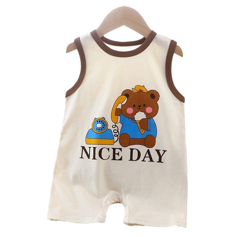 Quần áo mùa hè Cotton nguyên chất dành cho trẻ em Phiên bản Hàn Quốc Bé trai Trẻ em Áo Vest mỏng bé gái # * GOID