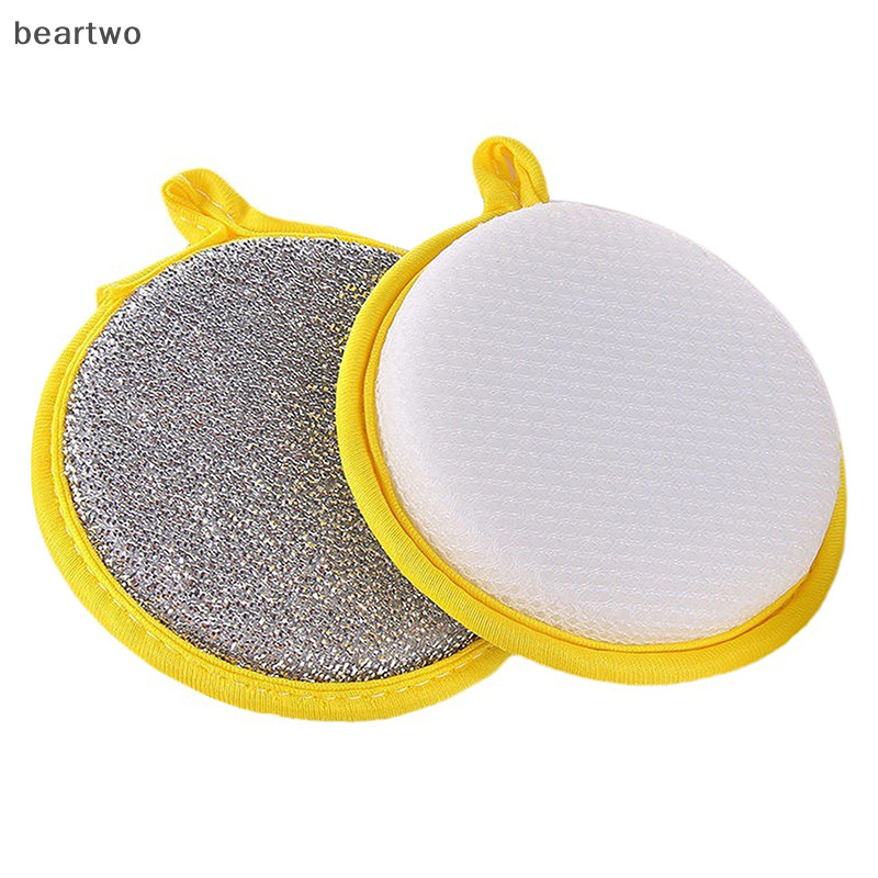 < Beartwo > 3 / 10 Chiếc Miếng Bọt Biển Rửa Bát Hai Mặt Bàn Chải Rửa Bát Chảo Nồi Rửa Bát Bọt Biển Vệ Sinh Gia Đình Dụng Cụ Nhà Bếp Có Thể Tái Sử Dụng Đẹp