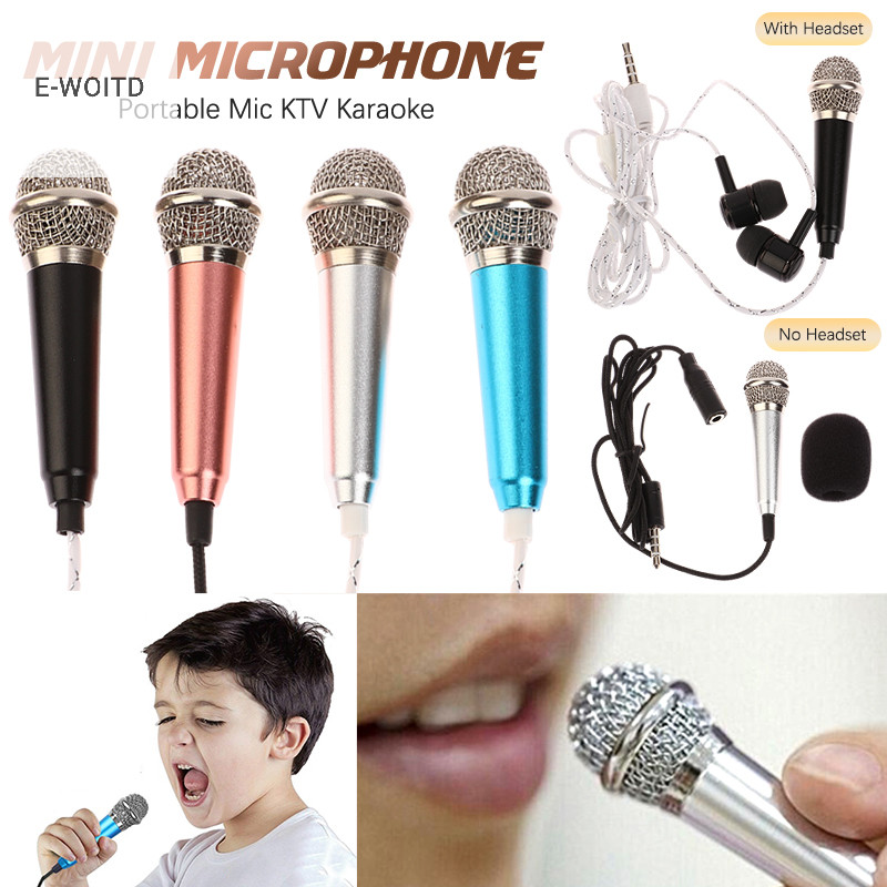 Micro E-WOITD 3.5mm Mic Karaoke Di Động Tai Nghe Tất Cả Trong Một Tai Nghe Stereo Có Dây Tai Nghe In-Ear Hát Hiện Vật HNVN