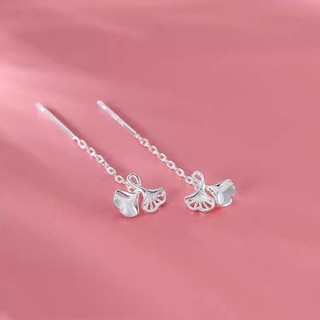 925 Ginkgo-Plated Ear Line Nâng Tai Xuyên Ánh Sáng Sang Trọng Niche Bông Tai Bạc Sterling Nữ 2024 Phong Cách Mới Bán Chạy