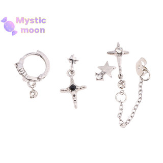 [Mystic] 6 CÁI SET Goth Punk Crystal Moon Cross Star Mặt dây chuyền Bông tai dành cho nam nữ Y2K Phụ kiện trang sức thẩm mỹ cổ điển [Mới]