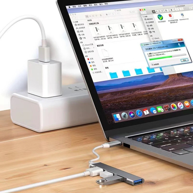 Hub USB Hub Dock Type C 3 trong 1 USB 3.0 4 Cổng Đa Bộ Chia Adapter OTG Cho USB 3.0 2.0 Cổng