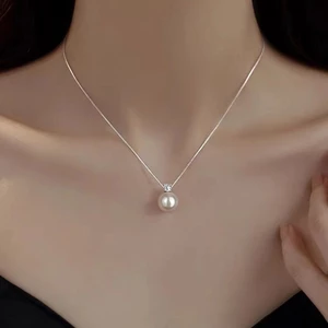 Vòng Cổ Ngọc Trai Bạc S925 Đơn Giản Thời Trang Nữ Món Quà Trang Sức