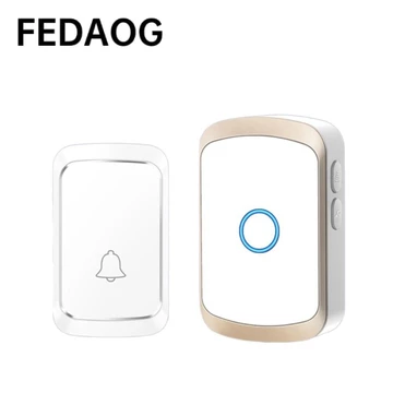 Chuông cửa không dây FEDAOG, Bộ chuông cửa Mini 300M chạy bằng pin USB, có đèn 60 chuông 5 mức âm lượng Bộ thu chuông cửa Phòng học gia đình Văn phòng