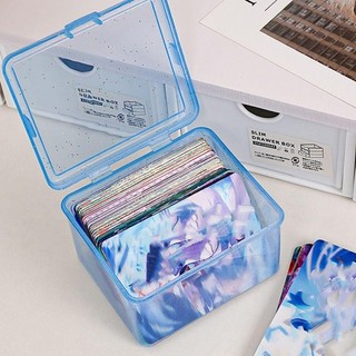 Hộp lưu trữ ASDFGER, hộp nhựa trong suốt chữ nhật, chống bụi, đựng trang sức/thẻ nhỏ để bàn