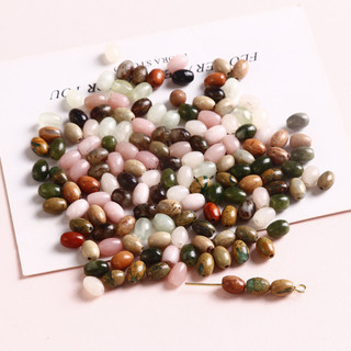 Vòng tay Hạt rời hạt đá tự nhiên màu hình bầu dục 6mm đục lỗ kiểu Trung Quốc trang sức tự làm bán buôn vật liệu thủ công