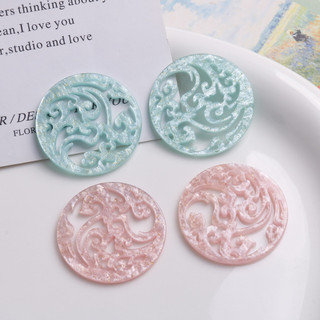 Phong cách quốc gia mới Phù Điêu Phong Cách rỗng phong cảnh tròn nhãn hiệu vá Bông tai trang sức phù hợp phụ kiện DIY phụ kiện nữ bán buôn vật liệu thủ công