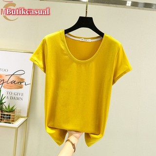 Áo thun nữ modal cotton tay ngắn áo thun mùa hè 2024 Áo sơ mi dáng rộng cổ tròn áo thun trơn Áo thường ngày