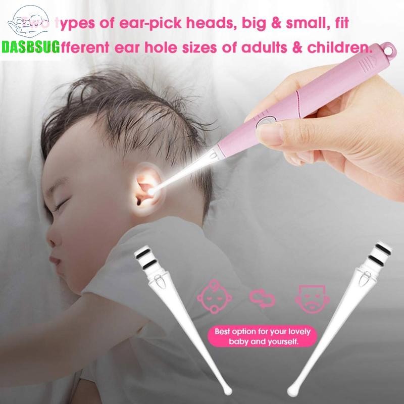 Công cụ làm sạch tai không đau an toàn DASBSUG dành cho người lớn Dụng cụ tẩy sáp tai trẻ em Máy làm sạch tai an toàn di động với silicon mềm f