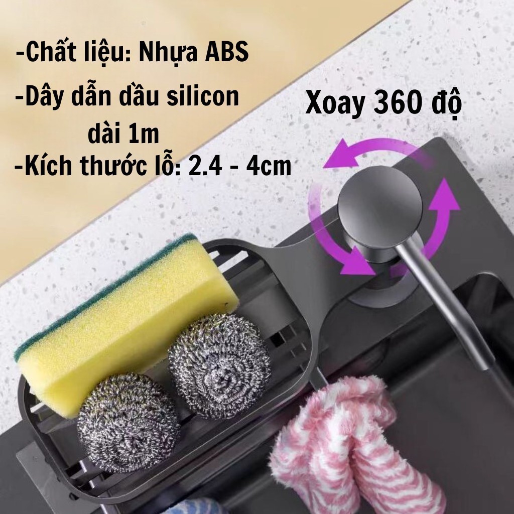 Bộ Vòi Bơm Nước Rửa Chén Bát DINO Kèm Giá Để Đồ Gắn Bồn Rửa Nhựa ABS Kèm Ống Dẫn Silicon 120cm