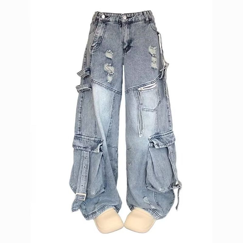 Quần denim độc đáo có dây buộc cho nữ, thời trang và thoải mái
