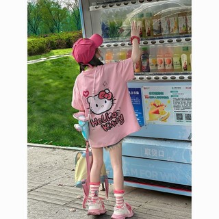 Áo thun ngắn tay bé gái-Hello Kitty in hình hoạt hình Áo thun trẻ em dễ thương