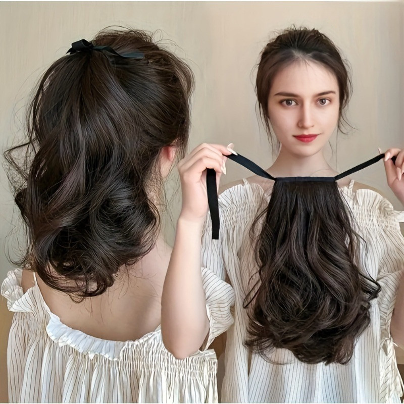Tóc Giả Đuôi Ngựa Xoăn Dài Có Dây Buộc Hình Hoa Lê Gợn Sóng thời trang - Phong cách băng thanh lịch