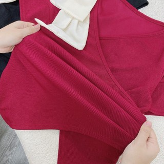 ÁO Thun Bigsize Nữ Tay Ngắn Cổ V Kèm Nơ Cổ Thanh Lịch Vải Ruby Co Giãn G263