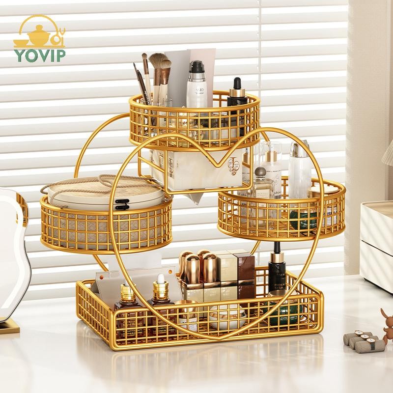 YOVIP 1 Nhẹ Sơn Kim Loại Hộp Đựng Mỹ Phẩm Lắp Đặt Trang Điểm Giá Để Đồ Trang Điểm Hiện Đại Vanity Kệ Để Bàn VN