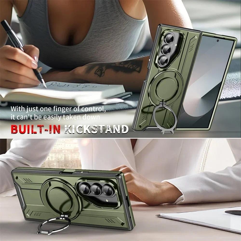 Chắc chắn 360° Giá đỡ nhẫn Chân đế Ốp điện thoại cho Samsung Galaxy Z Fold 7 Fold7 5G TPU + PC Vỏ bảo vệ chống sốc