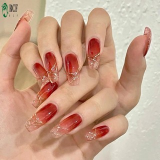 Shining Wine Red Móng tay nhân tạo Hoa văn hợp thời trang độc đáo Miếng móng tay để sử dụng hàng ngày
