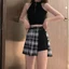 Treeling Eo Bất Đối Xứng Xếp Ly Một Dòng Váy Mini Có Quần Short Khóa Skort