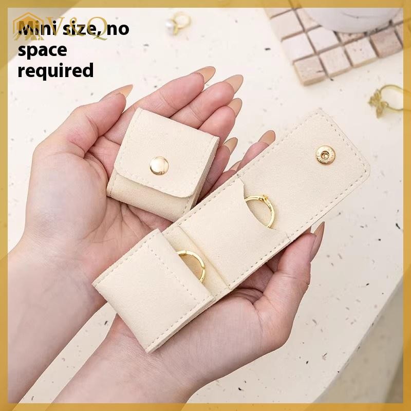 Littleloves1 Dễ Thương Nhỏ Microfiber Snap Đóng Túi Trang Sức Gấp Túi Bảo Quản Bông Tai Vòng Charm Vòng Cổ Người Tổ Chức Quà Tặng Túi EN