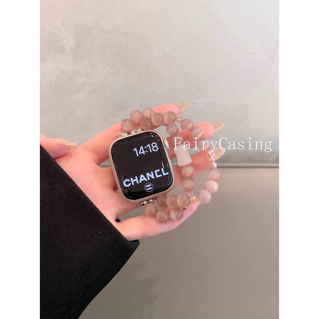 Dây đeo hạt đá quý cho Apple Watch Series 10 9 8 7 6 5 SE Ultra IWatch 38 40 41 44 45 42 46 49mm Vòng tay pha lê S11 Band