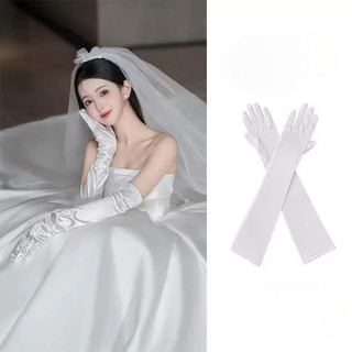 Găng tay retro satin co giãn, phụ kiện thời trang cho cô dâu và cosplay
