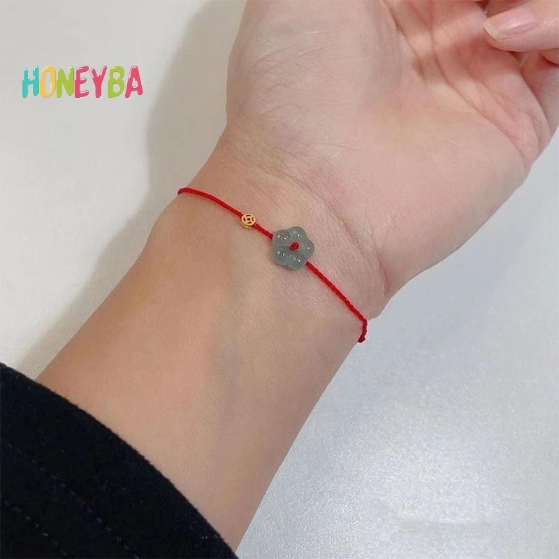 < Honeyba > Vòng tay dây hoa phong phú may mắn sáng tạo thời trang dành cho nữ Vòng tay bện thủ công có thể điều chỉnh Trang sức Quà tặng cặp đôi