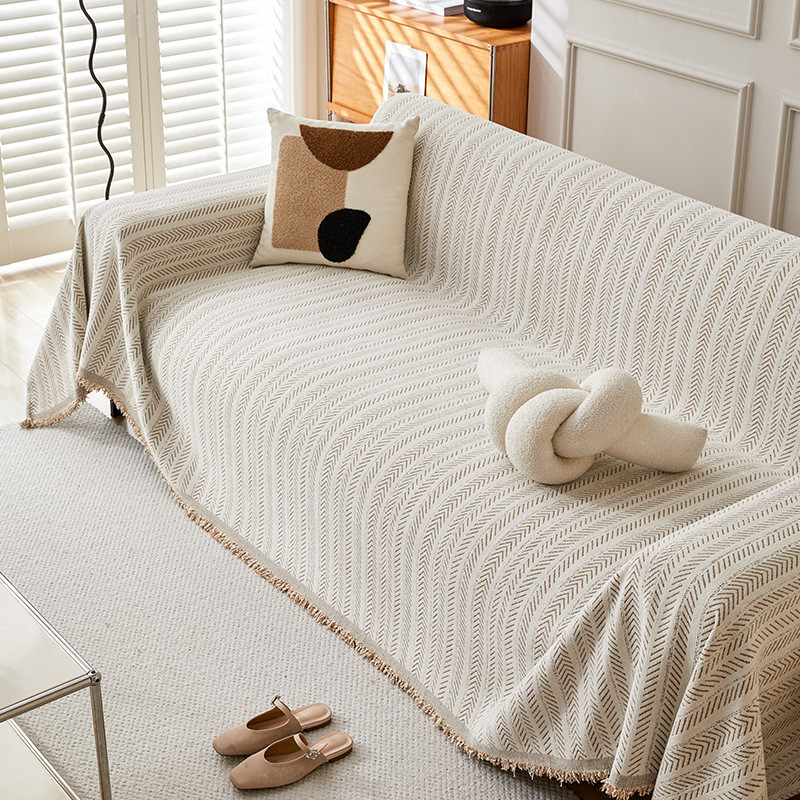 Bọc Sofa Chăn Sofa Màu Trơn Họa Tiết Xương Cá, Vải Chenille Đa Năng Chống Trơn Trượt, Máy Có Thể Giặt Được, Vỏ Sofa 2 Và 3 Chỗ Khăn Trải Sofa