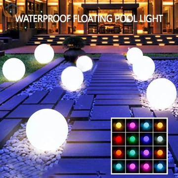 Đèn Ngủ LED Bóng Đèn LED Phát Sáng Bóng Đèn w / Remote 16 RGB Đổi Màu IP68 Đèn LED Chống Nước Nổi Đèn Bể Bơi Bóng LED Đầu Giường Đèn SHOPTKC0419