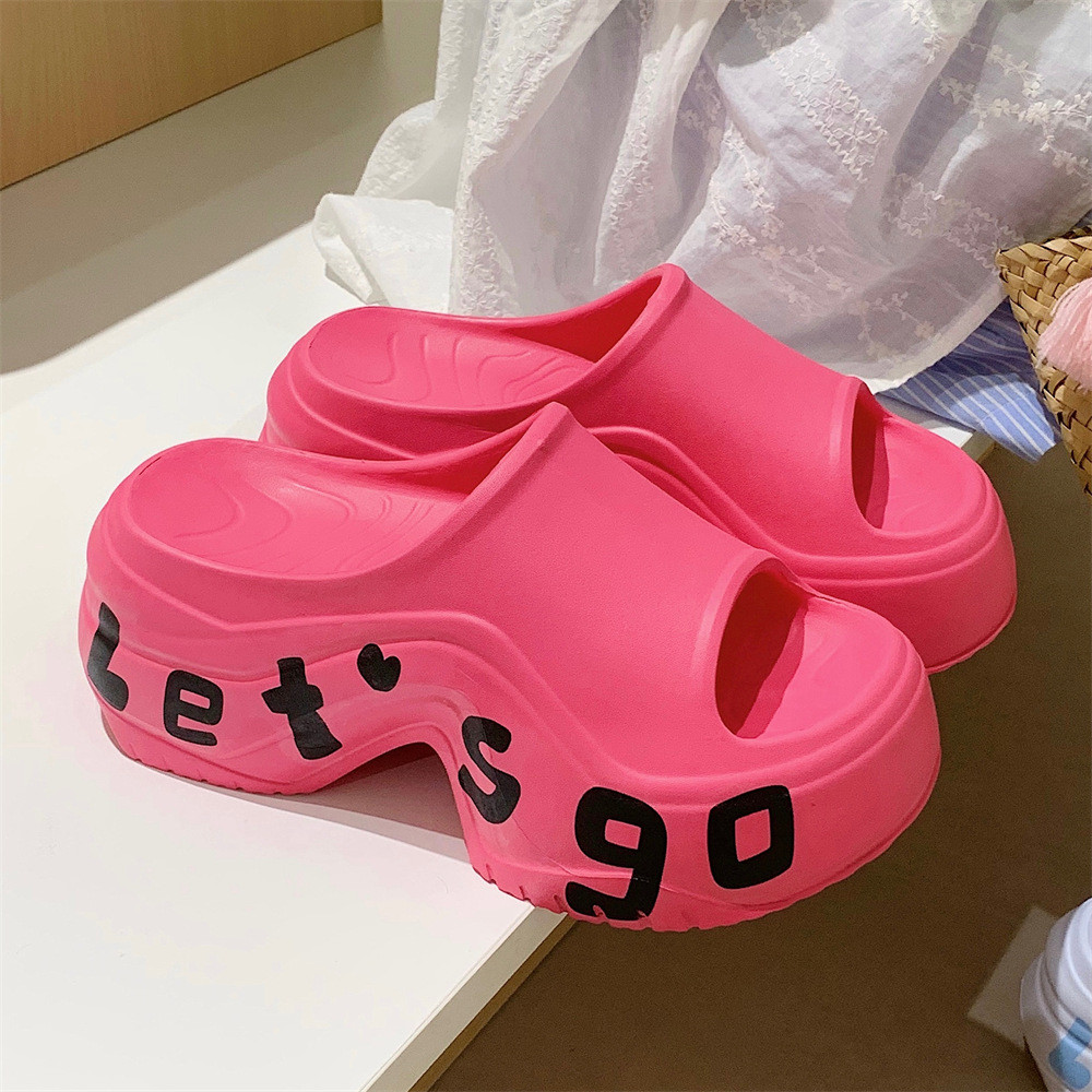 XIXITIAO Dép Dép Đế Dày Cao Cấp 7CM Chữ Nữ Thời Trang Mùa Hè Đi Biển