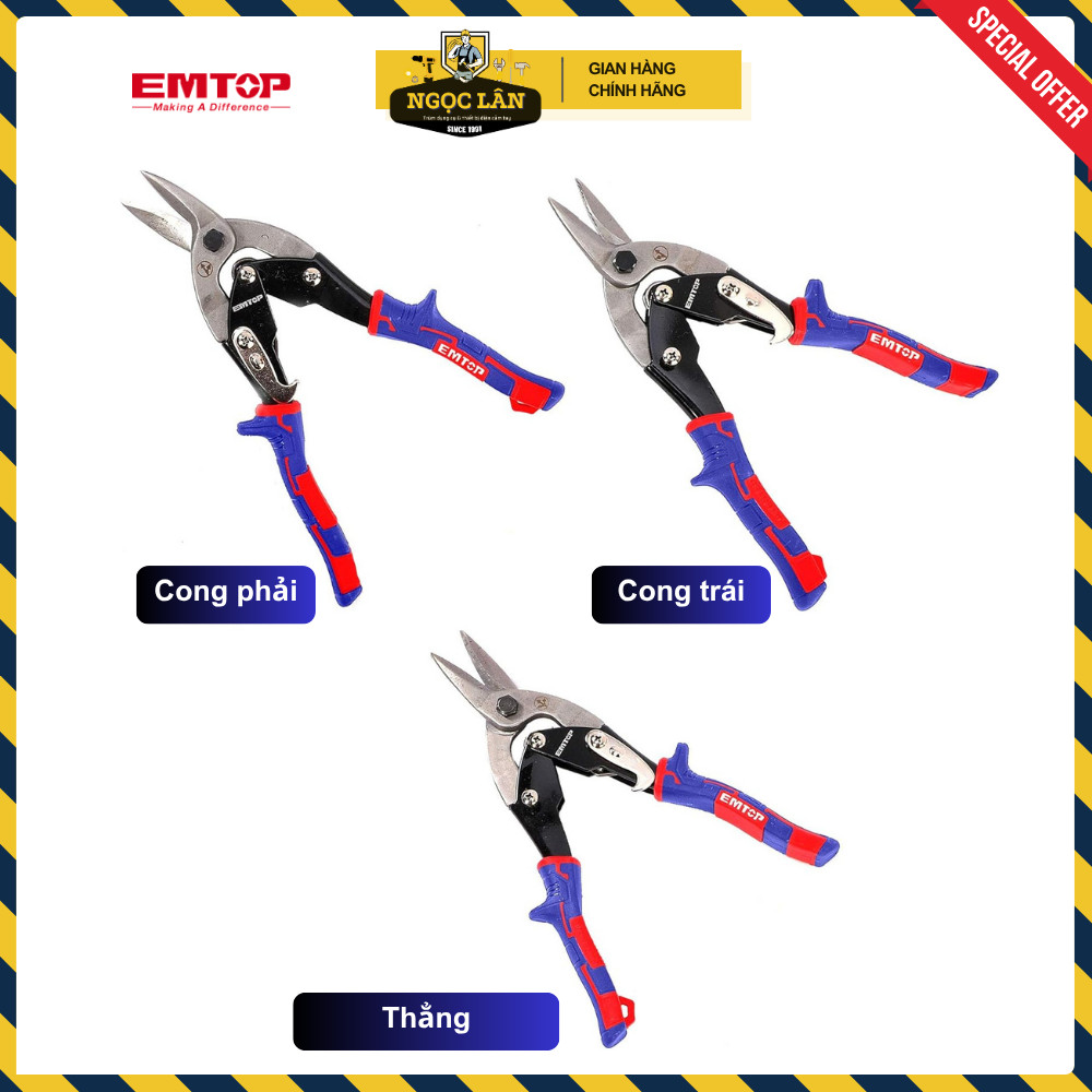[Chính hãng] Bộ 3 cây kéo cắt tôn EMTOP cong trái, cong phải, thẳng cao cấp (mã EASPK1011)
