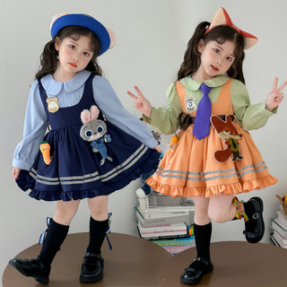Cô Gái Judy Thỏ Sĩ Quan Cảnh Sát Gothic Đầm Cô Gái Nick Cáo Xanh Đầm Công Chúa Show Đầm
