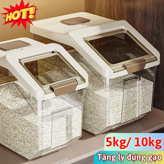 Hộp Đựng Gạo 5kg/10kg – Thiết Kế Hiện Đại, Nắp Đậy Chắc Chắn, Bảo Quản Gạo – Đậu – Bột Gọn Gàng