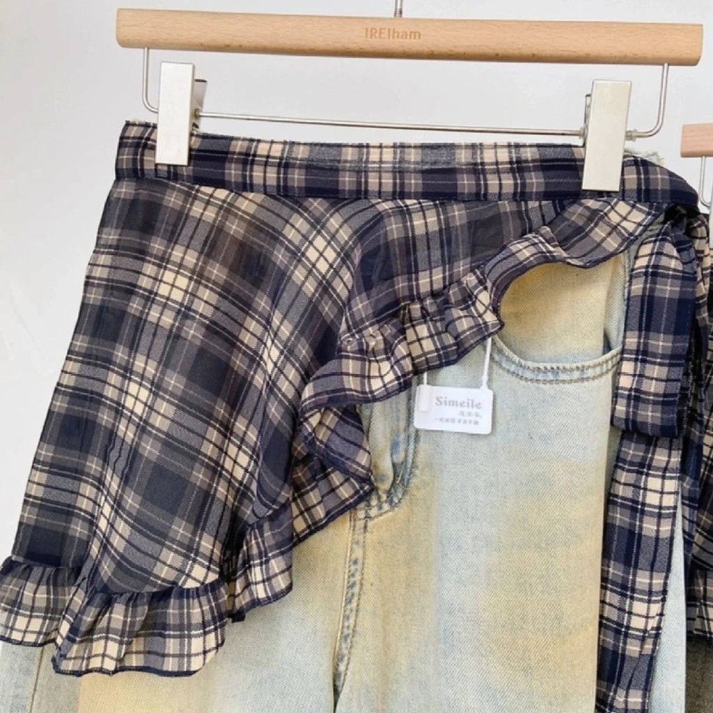 Milyfashion Tất Cả Trận Đấu Voan Kẻ Sọc Ren-Up Mông Rèm Retro Nấm Cạnh Mỏng Hơn Nhìn Váy Quần Áo Nữ