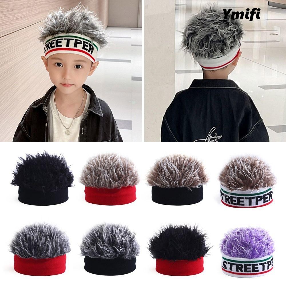 YMIFI Trẻ Em Tóc Giả Mũ, Co Giãn Ngộ nghĩnh Beanies Mũ, Thời Trang Cá Tính Dệt Kim Tóc Mát Tích Hợp Mũ Bé Trai Bé Gái